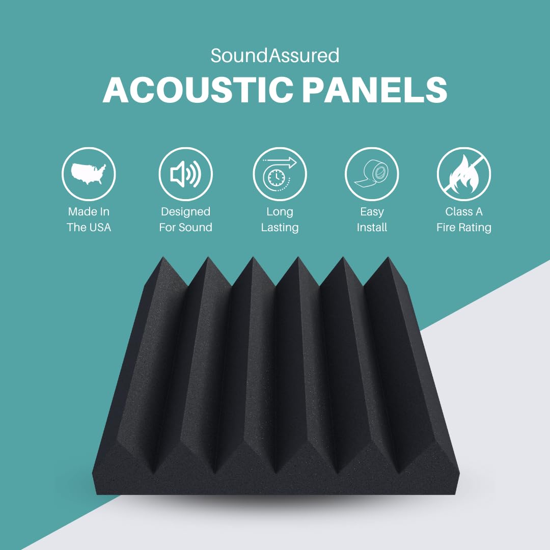 Soundproofing Acoustic Studio Foam - Teal Color - Wedge Style Panels 12   x12   x2    Tiles - 4 Pack